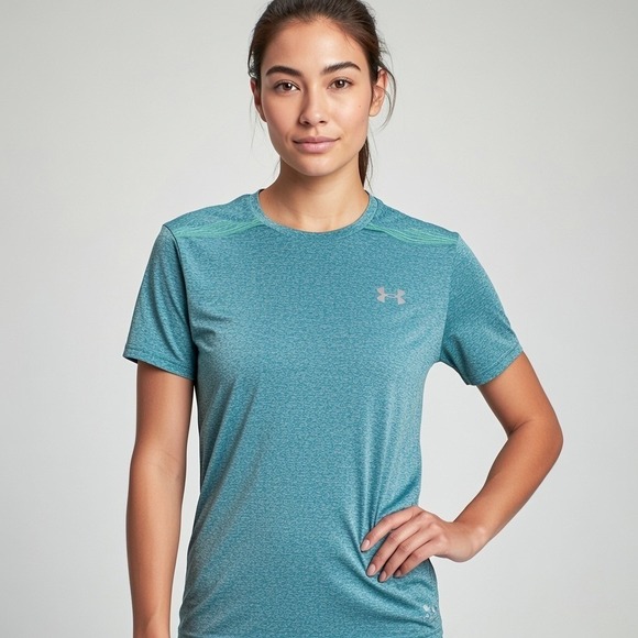 Under Armour Tops - Under Armour Womens Threadborne HeatGear Fitted T-Shirt Teal Heather Medium